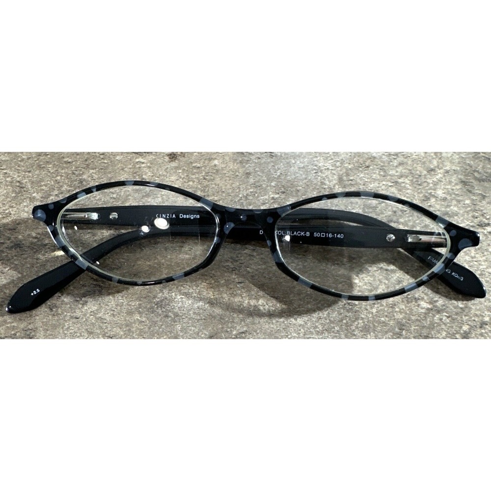 Cinzia DOTS Black Full Rim Oval Eyeglasses Frames Spring Hinge 50-16-140-27mm